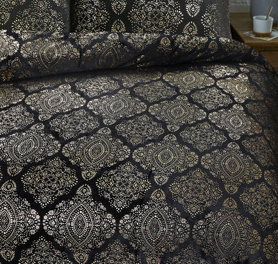 Pussilakanasetti Glamour Flanel Art Foil Musta