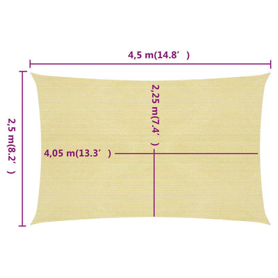 Aurinkopurje 160 g/m² beige 2,5x4,5 m HDPE