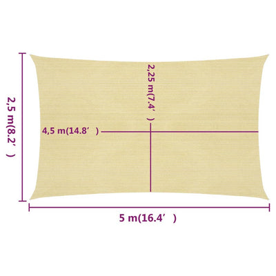 Aurinkopurje 160 g/m² beige 2,5x5 m HDPE