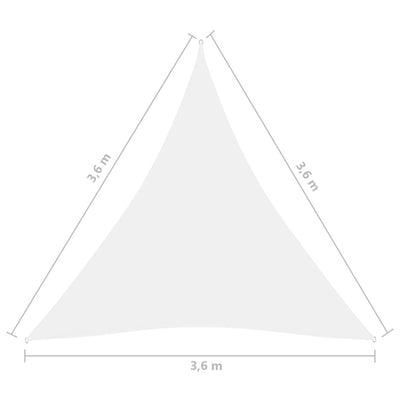Aurinkopurje Oxford-kangas kolmio 3,6x3,6x3,6 m valkoinen