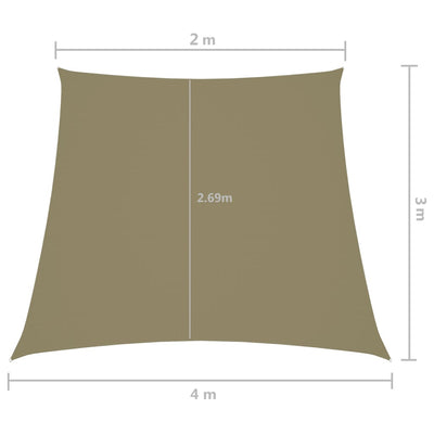 Aurinkopurje Oxford-kangas puolisuunnikas 2/4x3 m beige