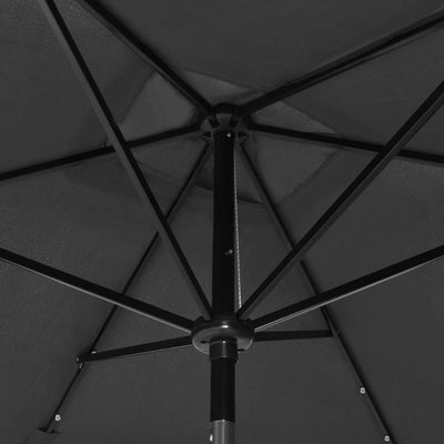 Aurinkovarjo LED-valot ja terästanko 2x3 m antrasiitti