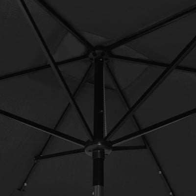Aurinkovarjo LED-valot ja terästanko 2x3 m musta