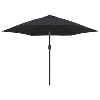 Aurinkovarjo LED-valot terästanko 300 cm musta