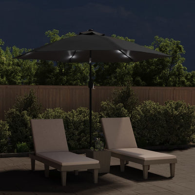 Aurinkovarjo LED-valot terästanko 300 cm musta