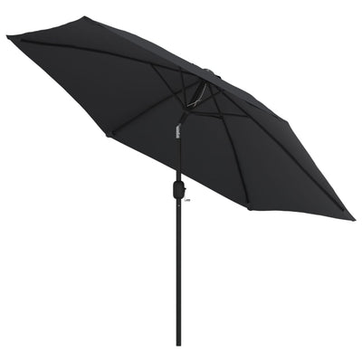 Aurinkovarjo LED-valot terästanko 300 cm musta