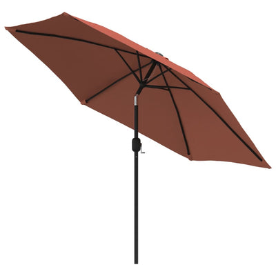 Aurinkovarjo LED-valot terästanko 300 cm terrakotta