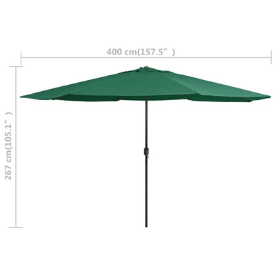 Aurinkovarjo metallirunko 390 cm vihreä