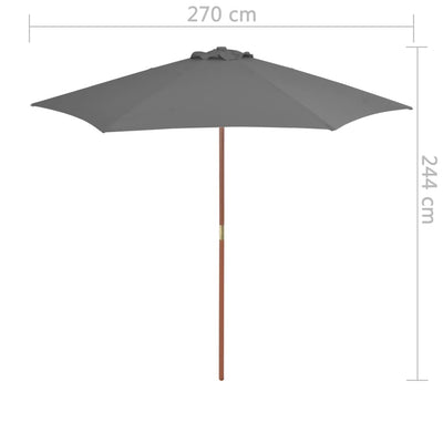 Aurinkovarjo puurunko 270 cm antrasiitti