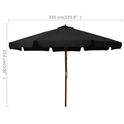 Aurinkovarjo puurunko 330 cm musta