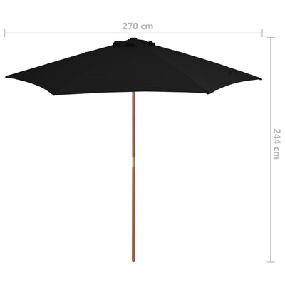 Aurinkovarjo puurunko musta 270 cm