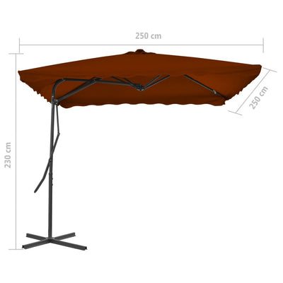 Aurinkovarjo terästangolla terrakotta 250x250x230 cm