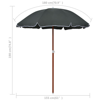Aurinkovarjo terästanko 180 cm antrasiitti