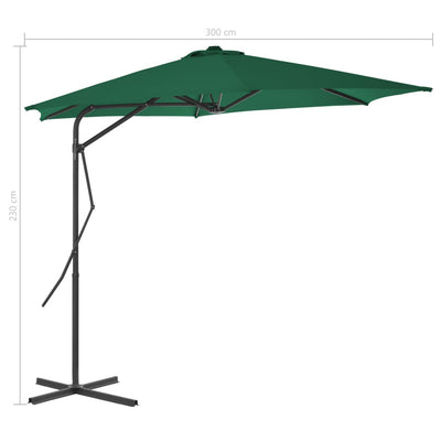 Aurinkovarjo terästanko 300 cm vihreä