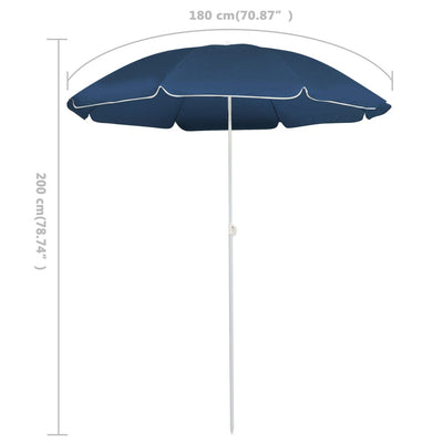 Aurinkovarjo terästanko sininen 180 cm