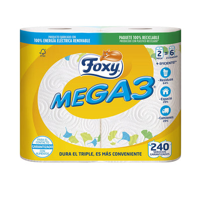 Mega3 kolminkertainen kesto keittiöpaperi 2 rullaa - FOXY