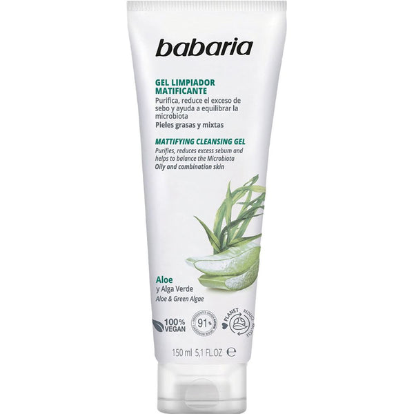 Babaria Aloe vera mattifying kasvojen puhdistusgeeli 150 ml. | Vuodevaatteet.fi