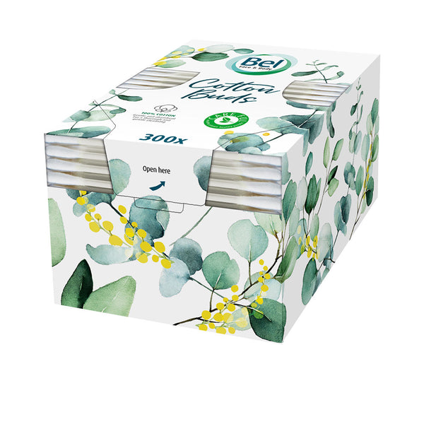 Bel Premium 100% Plastic-Free Cotton Swabs 300 Pcs | Vuodevaatteet.fi
