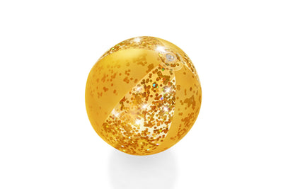 Kullanvärisellä glitterillä koristeltu 41cm halkaisijaltaan oleva Bestway-rantapallo.