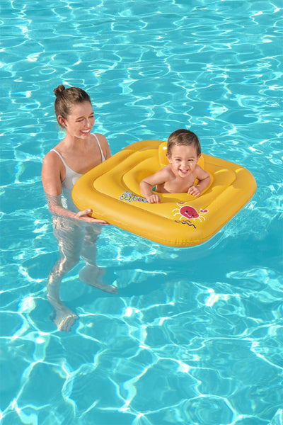 Bestway Swim Safe Step A -uimakouluistuin on neliskanttinen ja kooltaan 76 cm x 76 cm. Istuin on suunniteltu helpottamaan uimisen opettelua lapsille.
