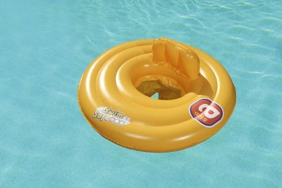 Kuvassa on kolmirengasinen Bestway Swim Safe -uimarenkaan vauvan istuin, joka on kooltaan 27 x 69 cm.