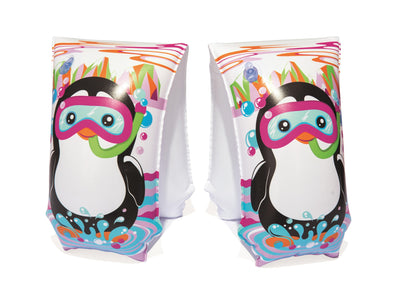 Bestway 32102 -uimarengas pingviinikuvioilla. Koko 30cm x 15cm. Täydellinen apu uimataidon opetteluun lapsille.