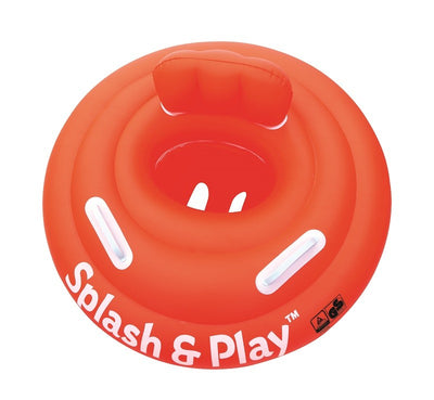 Bestway 32103 F27F69cm Splash & Play -vauvapenkki. Vaaleanpunainen uimaistuin vauvalle, jossa on turvallinen istuinosa ja leikkisä eläinkuviointi. Penkki on suunniteltu käytettäväksi uima-altaassa tai muussa vedessä leikkimiseen tarkoitetussa tilassa. Helppo puhallettava ja säilyttää.