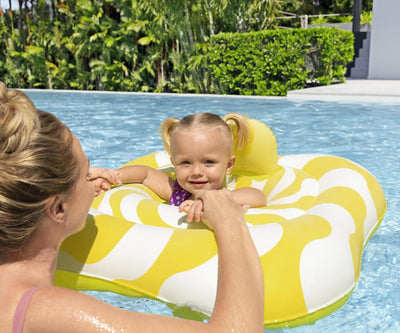 Kelluntatuoli uimataitoon, neliö, pehmeä, keltainen 76cm