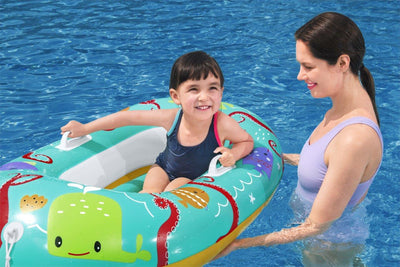 Bestway 34009 -lautta, jossa on kuvioituja kaloja. Mitat 119 cm x 79 cm.