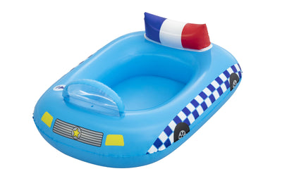 Bestway 34153 -poliisiauto-uimapatja, joka on 97cm x 74cm kokoinen. Uimapatjassa on ääniefektejä.