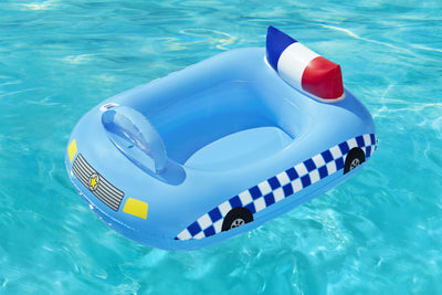 Bestway 34153 -lautta poliisiauto teemalla, jossa on äänitehosteita. Koko 97cm x 74cm.