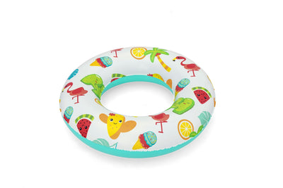 Bestway 36014 -kelluntarenkaassa on flamingokuviointi. Kelluntarengas on halkaisijaltaan 61 cm ja sopii mainiosti rentouttavaan auringonottoon uima-altaassa tai rannalla.