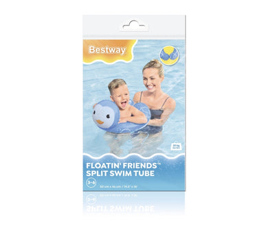 Bestway 36405 -pingviini kylpyallas lelu lapsille. Pingviinin mitat ovat 50cm x 46cm.