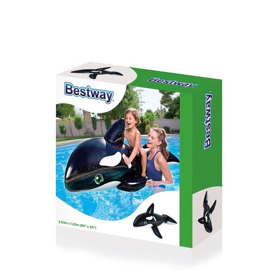 Bestway 41009 80 x 40203m x 102m Jumbo Whale Rider -uimalelu. Sininen valtava valas, jossa on kaksi kahvaa ja selkätuki.