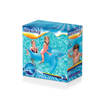 Bestway 41032 - 72 tuumaa x 40183 metriä x 102 metriä - Great White Shark Rider -uimalelu, jossa valkoinen hain muotoinen leikkialusta.