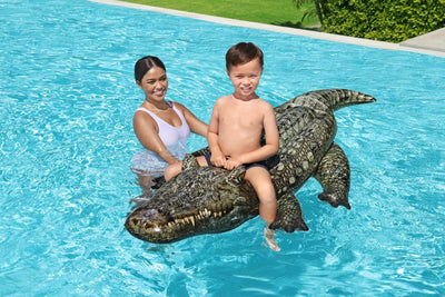 Bestway 41478 -dmuchany krokodyl do pływania z uchwytem, koko 193 cm x 94 cm. Crocodile design uima-alusta, jossa kahva.