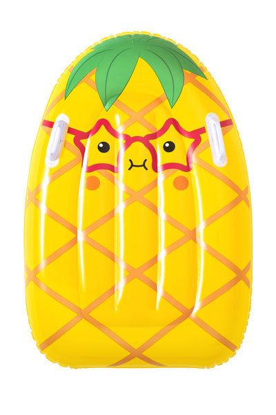 Ananas-muotoinen, 84 cm x 56 cm kokoisella kahvoilla varustettu ilmatäytteinen uimalevy.