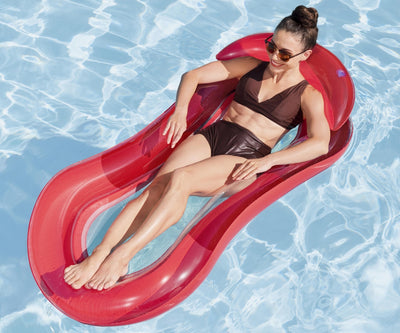 Puhallettava PVC-uimapatja verkkopohjalla, 160x84cm, punainen