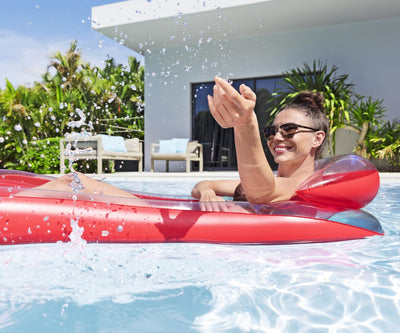 Puhallettava PVC-uimapatja verkkopohjalla, 160x84cm, punainen