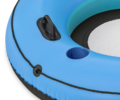 Ilmatäytteinen Sininen Uimapatja Selkänojalla 119 cm