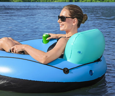 Ilmatäytteinen Sininen Uimapatja Selkänojalla 119 cm