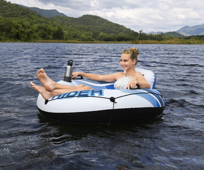 Sininen kelluttava uimapatja selkänojalla, PVC, 1.35m