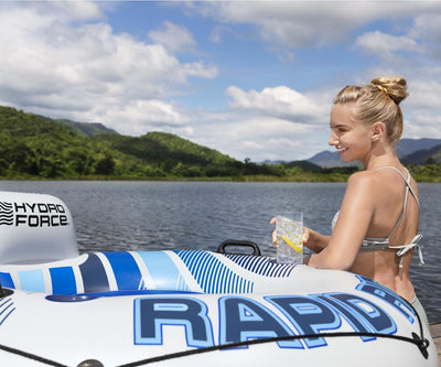 Sininen kelluttava uimapatja selkänojalla, PVC, 1.35m