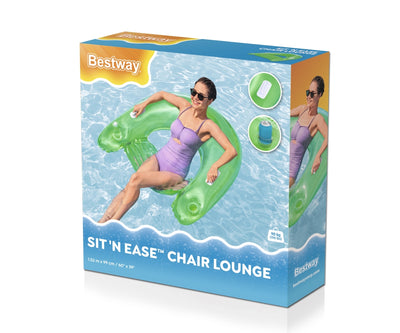Vihreä Bestway Sit'n Ease -flokkituoli uima-altaaseen, mitat 152 cm x 99 cm.