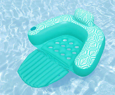 Puhallettava mintunvihreä uimapatja selkänojalla 145x120 cm