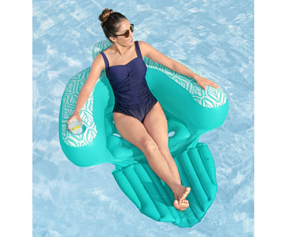 Puhallettava mintunvihreä uimapatja selkänojalla 145x120 cm