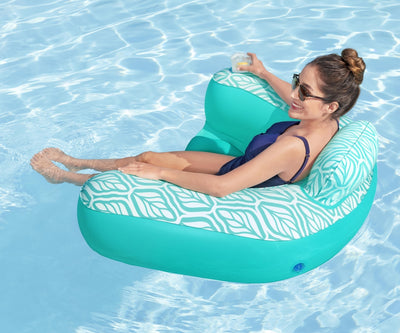 Puhallettava mintunvihreä uimapatja selkänojalla 145x120 cm