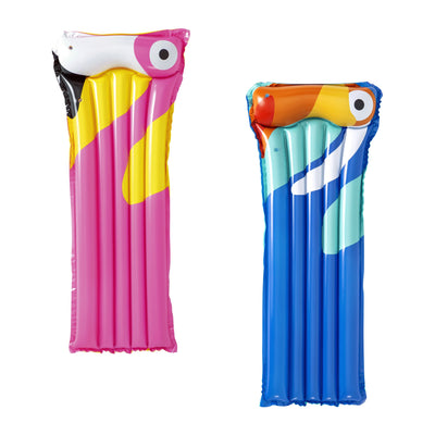 Vaaleanpunainen trooppinen flamingomatkapatja, mitat 183 cm x 76 cm.