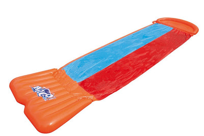 Bestway H2OGO Double Slide -vesiliukumäki kahdelle henkilölle. Kaksi erillistä liukumäkeä yhdistettynä yhteen kokonaisuuteen. Värikkäät ja kestävät materiaalit.