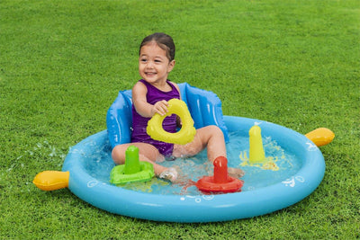 Lasten PVC-uima-allas aurinkosuojalla ja leluilla 1,15m x 0,89m x 0,76m
